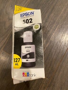 NWT Epson 502 Black Ink Bottle with Yellow Accent 4:17